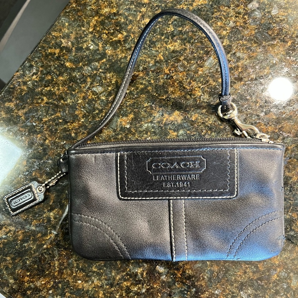 Coach Dark Gray Leather Wristlet